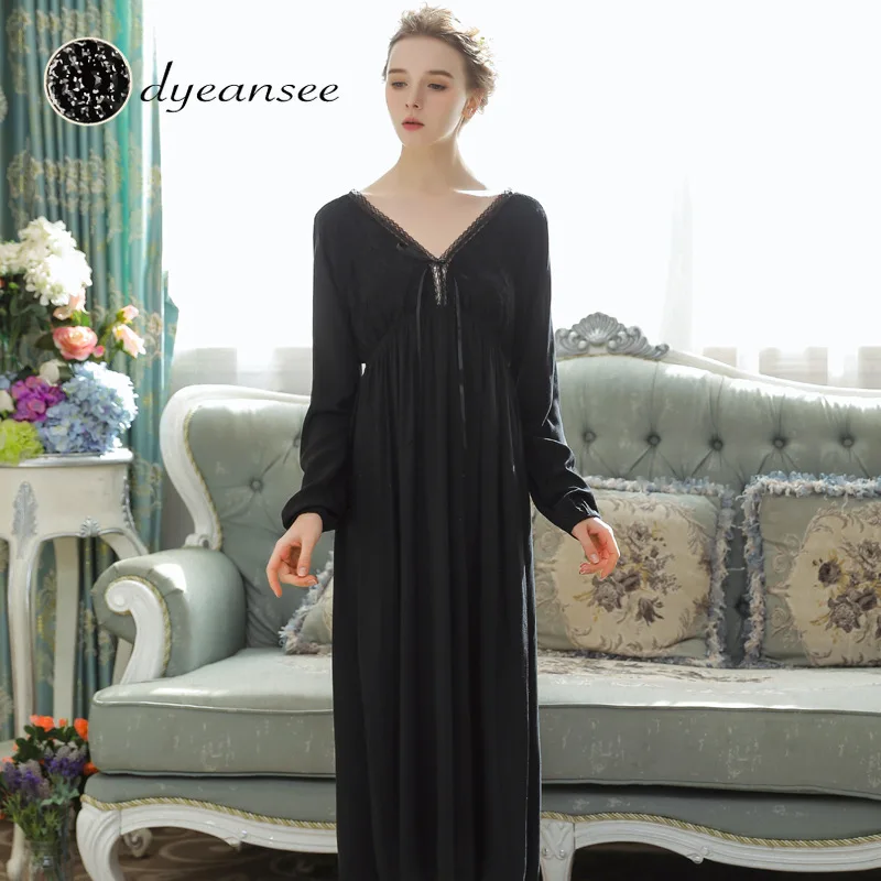 Dyeansee винтажная белая длинная ночная рубашка женские ночные платья домашняя