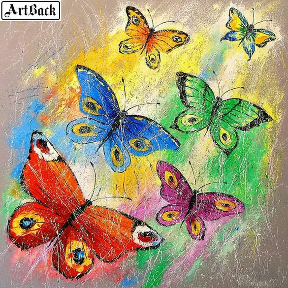ARTBACK 5d алмазная картина голубая бабочка Вода полный квадратный стикер 3d Бриллиантовая мозаика пейзаж 40x40 см - Цвет: ARL-725