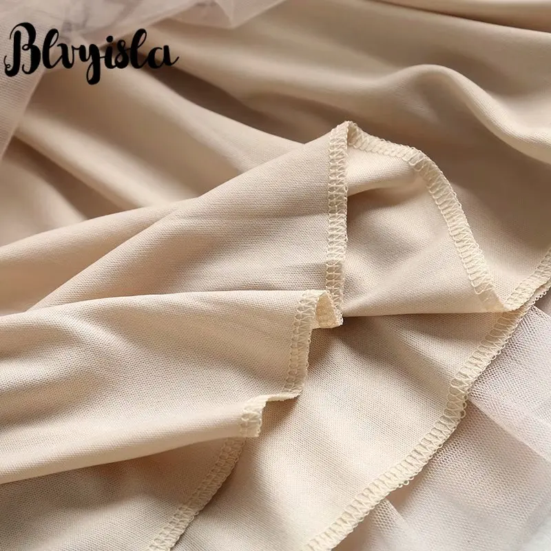 Женская юбка с высокой талией Blvyisla эластичная длинная сетчатая принтом летние