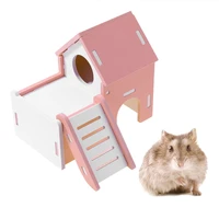cute wood viewing deck ladder hamster house small pets rat mouse hut nest eco friendly wood cute hamster bed small animal house