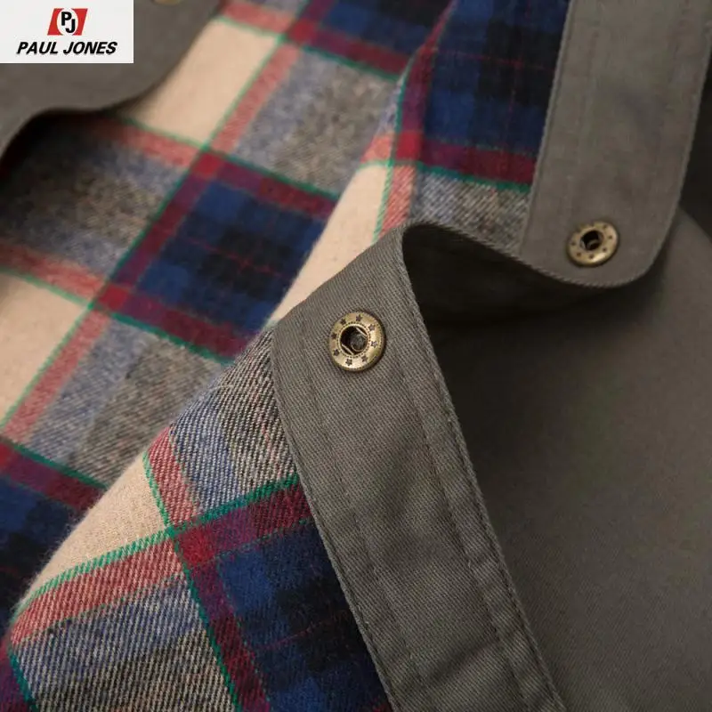 Мужская рубашка с длинным рукавом PAUL JONES прочная рабочая фланелевой подкладкой и