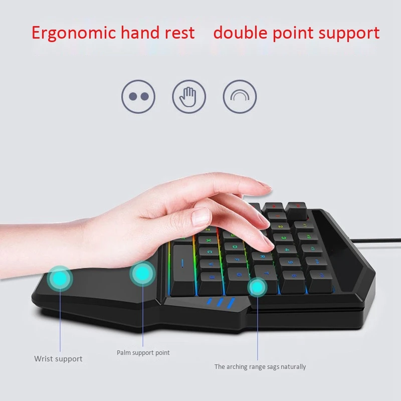 RGB игровая клавиатура с одной рукой 35 клавиш светодиодный мини левой для