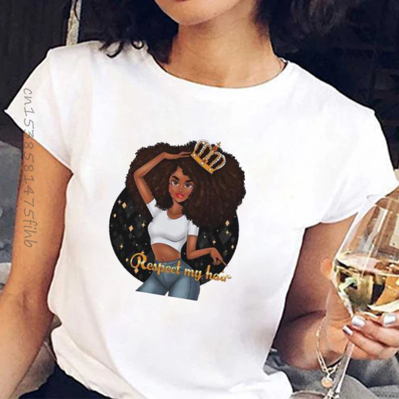 Классная черная женская футболка премиум класса с принтом меланина футболки в