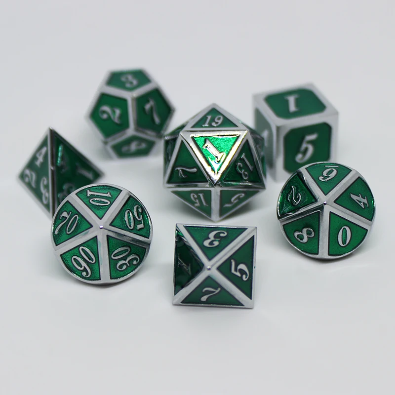 7 шт./компл. набор металлических игральных костей D &amp с бархатным мешочком D20 D12 D10 %