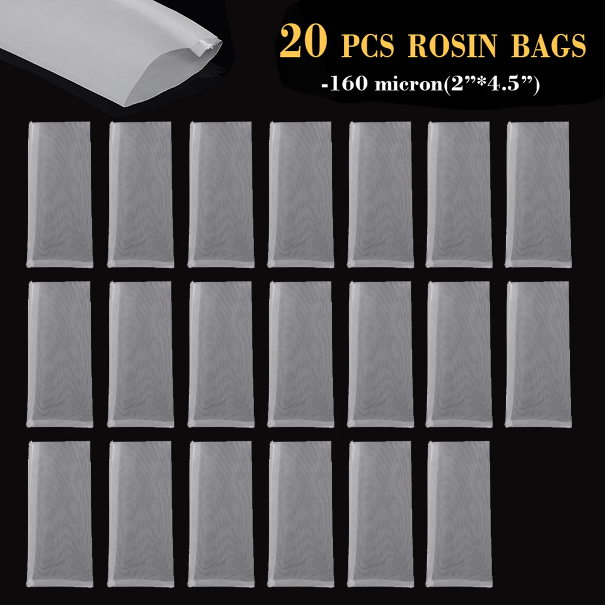 

20pcs 2''x4.5" Micron Nylon Rosin Filter Bags Mesh ResinExtraction Micron Filter Press Bag White