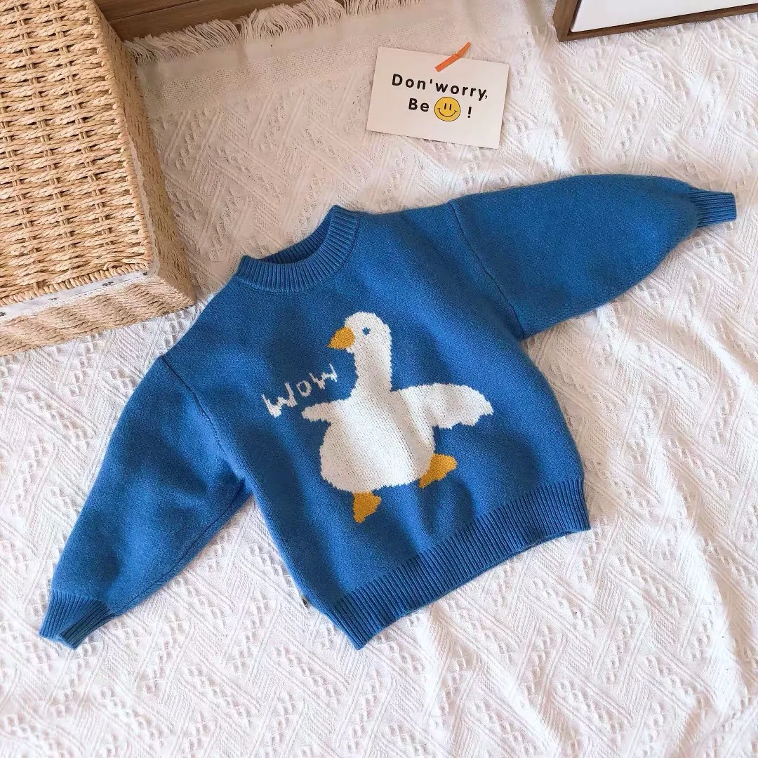 

Boys Sweaters Patchwork Children's Cardigan Casual Cartoon Duck Cardigan Kids Autumn Winter Kids Clothes Boy Girl 18M 24M 3 4 5