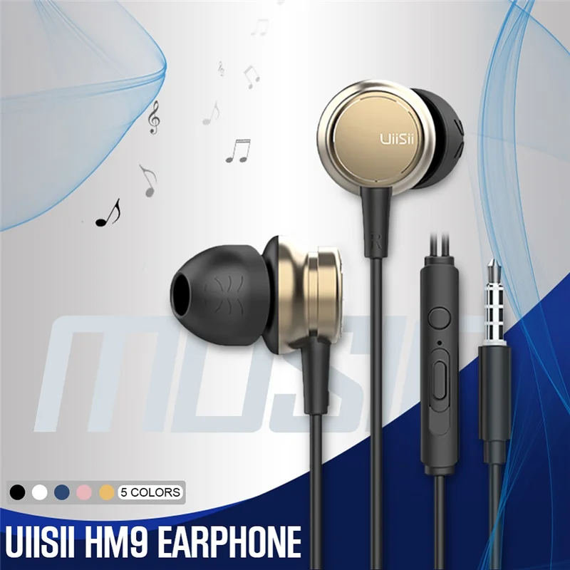Uiisii HM9 сабвуфер-вкладыш с HIFI наушниками, динамические наушники с прямой подкладкой, 3,5 мм разъем стерео, для iPhone/huawei Mp3