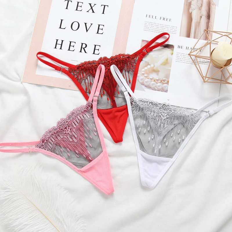 1 шт. сексуальное женское летнее нижнее белье прозрачные стринги с вышивкой и