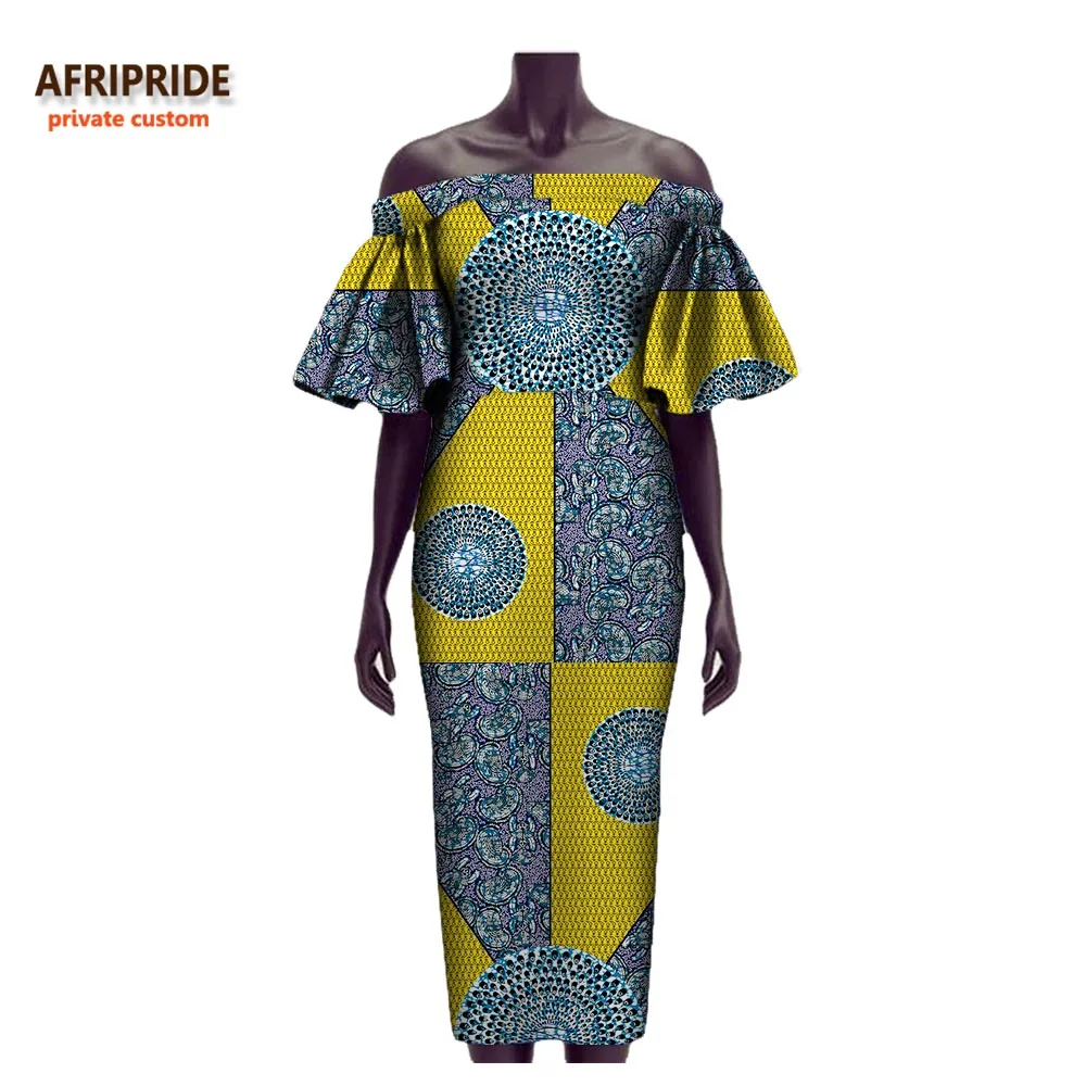 Осеннее Африканское платье для женщин AFRIPRIDE с открытыми плечами и расклешенными