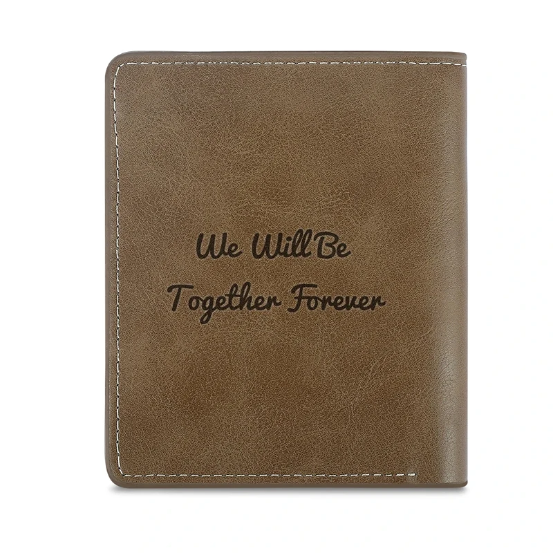 Customized Picture Carving Wallet Men Short Leather Mini Retro Vertical Thin Wallet Multi-Card Position Personality Gift