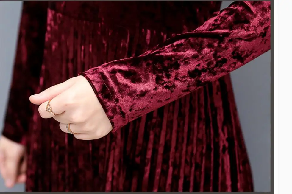 

2020 spring and autumn Summer with New style fashion women Long sleeve High collar Velvet dress