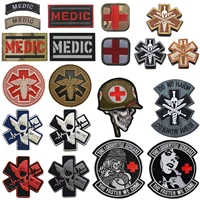 embroidered patches medic skull tactical military patches paramedic decorative reflective medical cross embroidery badges