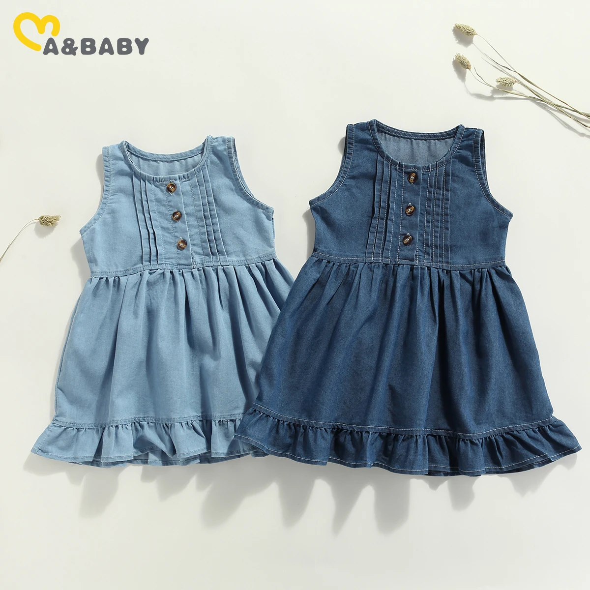 

Ma&Baby 1-6Y Cute Kid Baby Girls Dress Ruffles Denim Dresses For Girls Summer Children Clothes Costumes DD43