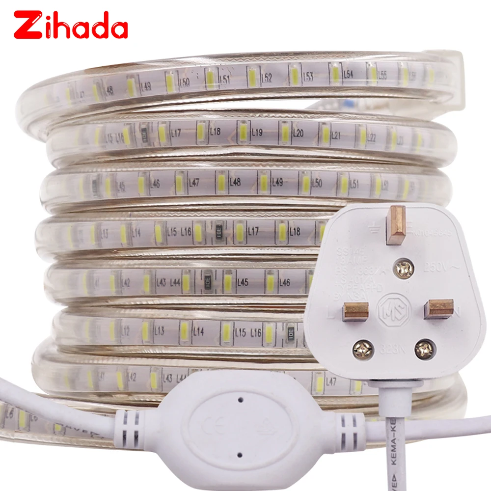 SMD 3014 AC220V Светодиодная лента гибкий свет 120 светодиодов/м водонепроницаемая