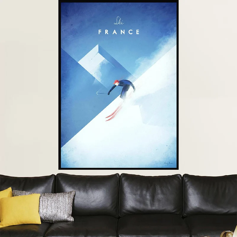 

Ski France Minimalist Travel Canvas Painting Wall Art Pictures Prints Home Decor Wall Poster Decoration For Living Room