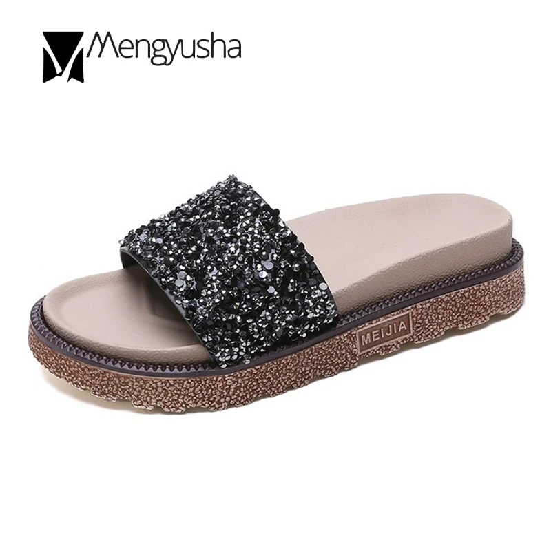 Сандалии женские с открытым носком босоножки на мягкой подошве блестками и