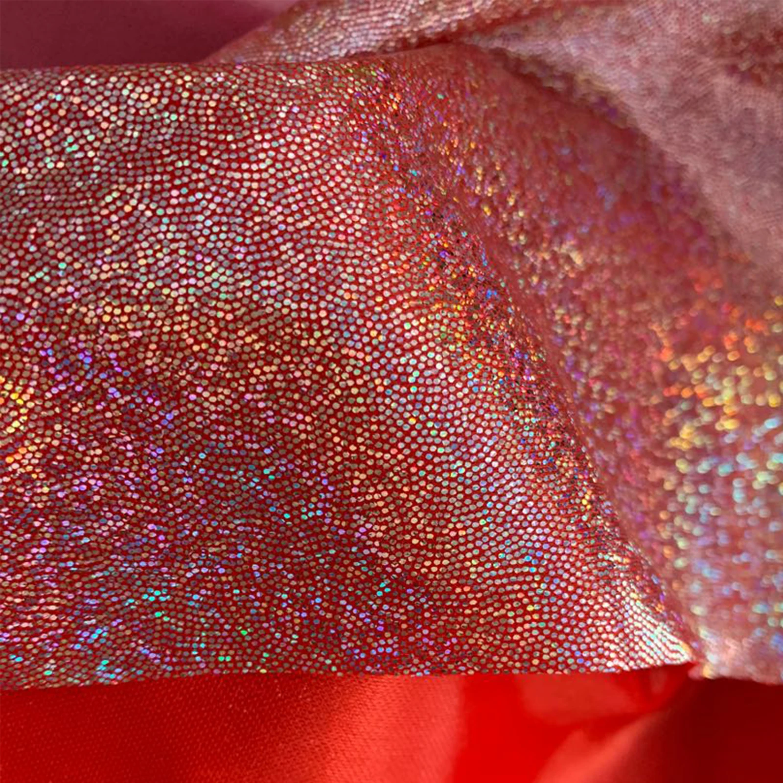 Блестящая Лазерная Полиэстеровая ткань голографический Радужный сценический