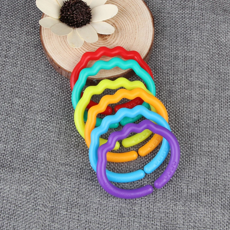 

Baby Teething Ring Colorful Rainbow Rings Stroller Gift Decoration Toys 24Pcs