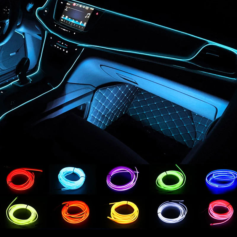 

Hot Sale 1M/2M/3M/5M Car Interior Lighting LED Strip Decoration Garland Wire Rope Tube Line flexible Neon Light With USB Drive