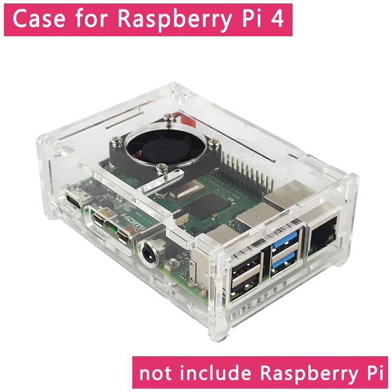 Raspberry Pi 4 Acrylic Case Transparent Box Shell support CPU Cooling Fan for Raspberry Pi 4 Model B