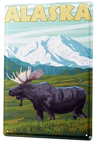 

Жестяной знак Декор таблички Adventurer Alaska ELK