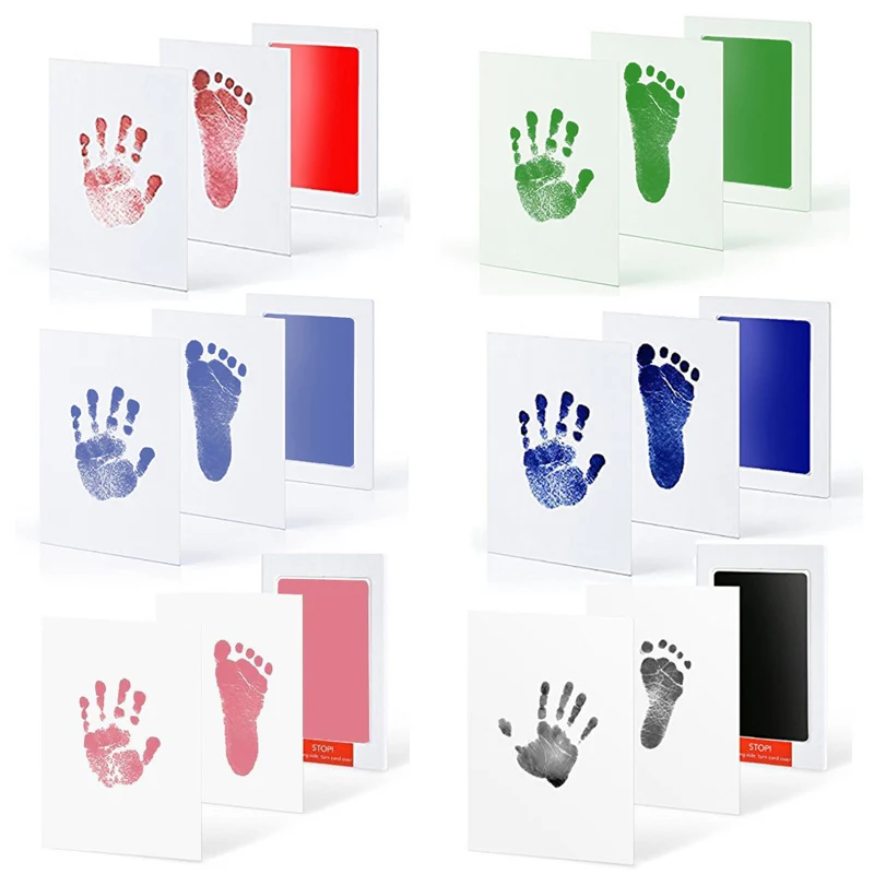 Baby Footprint Handprint Imprint Safe Non-Toxic Newborn Babies No Touch Skin Inkless Ink Pads Kits Hand Foot Print Souvenir Gift