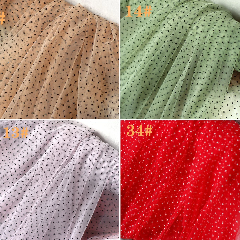 Ткань для шитья в горошек 5 метров вышитая сетчатая Тюлевая высокое качество