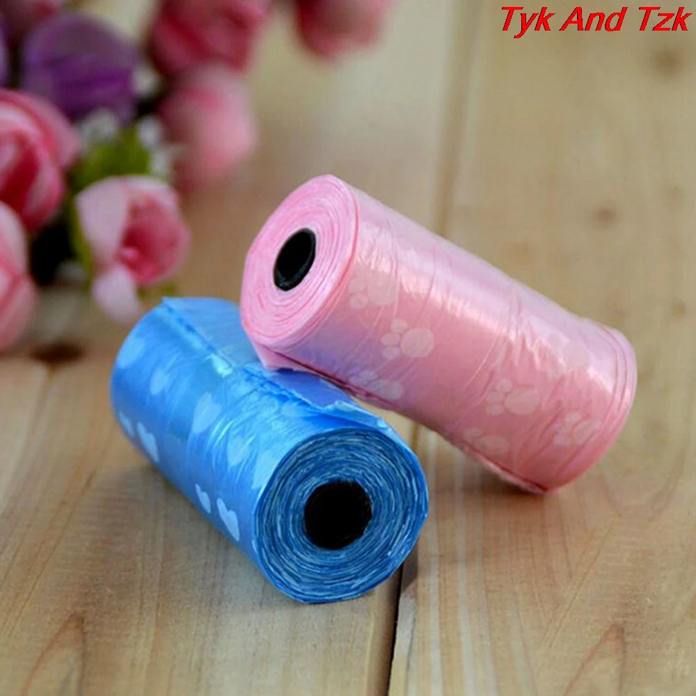 

Degradable Pet Dog Waste Poop Bag With Printing Doggy Bag For Cat Dog Color Random Delivery 15Pcs/roll New Hot Sale
