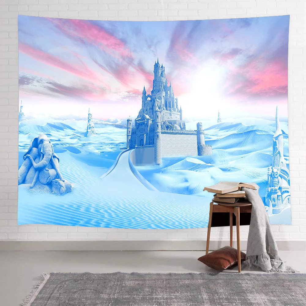 

Simsant Psychedelic Castle Tapestry Mountain River Child Game Hanging Tapestries for Living Room Bedroom Dorm Home Blanket Decor