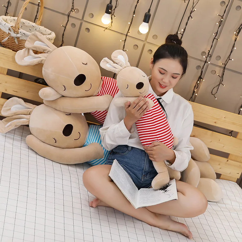 

Kawaii cute soft creative striped rabbit toy pillow doll car room decoration to accompany baby sleep pet gift