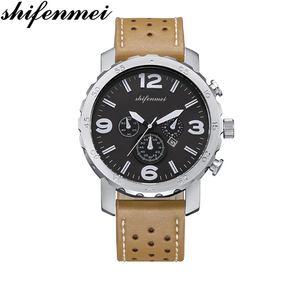 

Shifenmei Mens Watches Top Brand Luxury Sports Quartz Watch Men Fashion Waterproof Leather Strap Men Watches erkek kol saati
