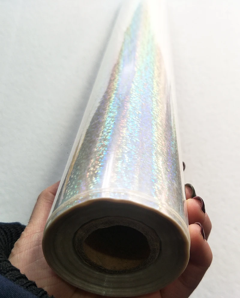 Голографическая фольга прозрачная кристаллическая точечная штамповочная