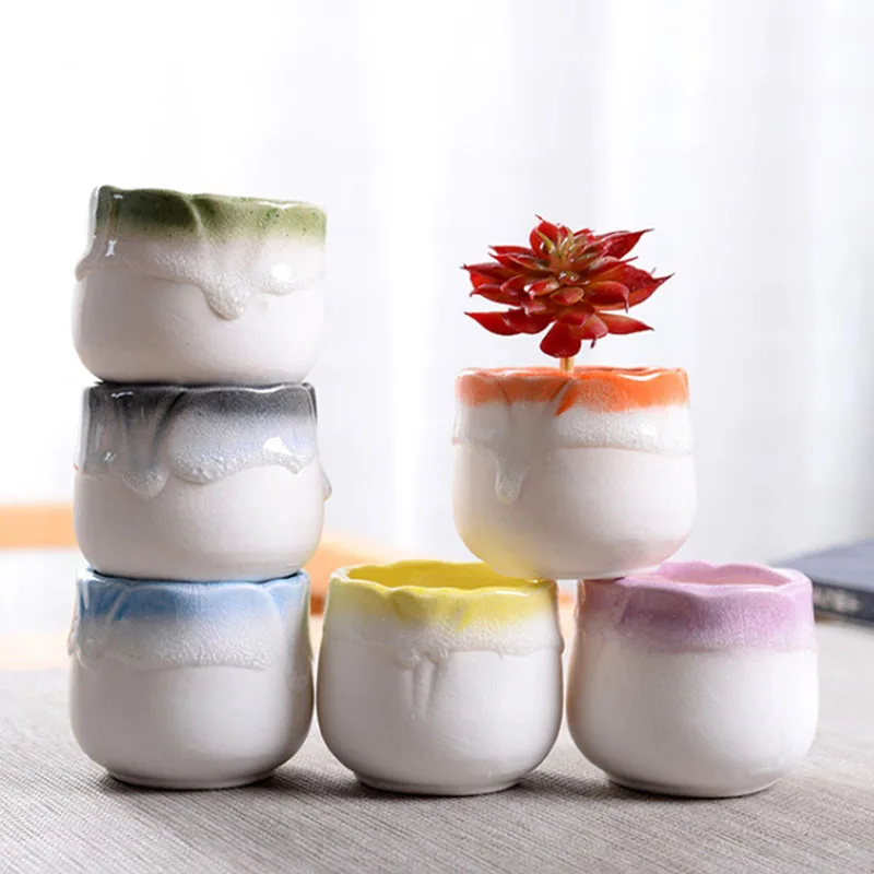 

Wholesale Mini Thumb Ceramic Flower Pot Succulent Flower Pot Creative Bonsai Pot Balcony Green Plants Home Garden Decorations