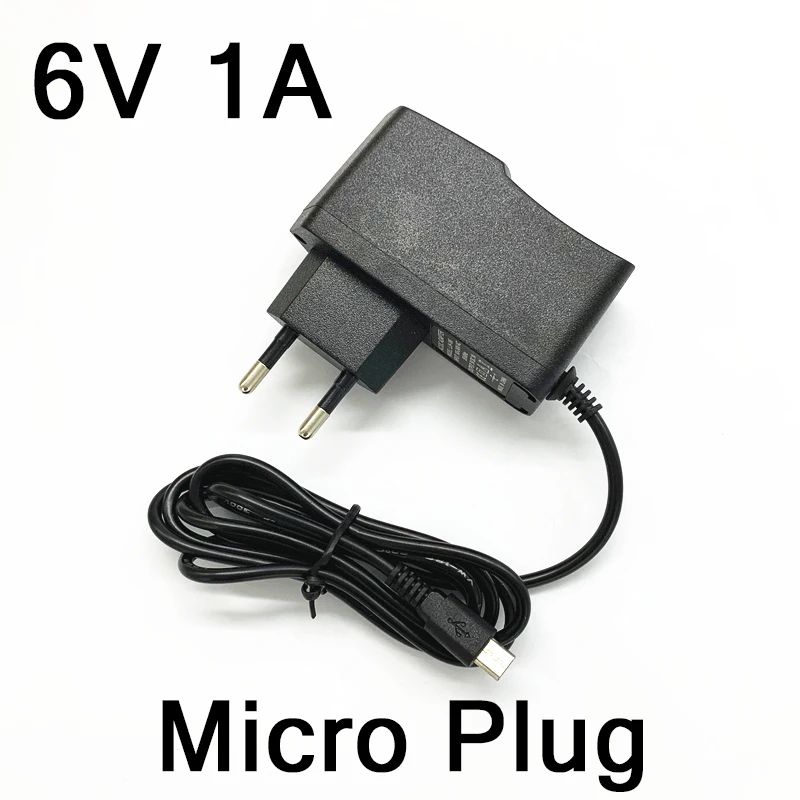 AC 100-240V DC 6В 0.5A 1A адаптер питания 6 вольт зарядное устройство источника micro USB для