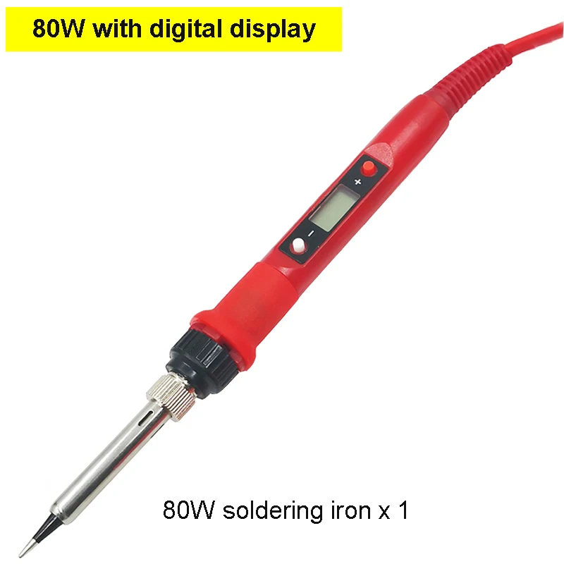 80W red set 1 60 Вт/80 Вт Электрический паяльник с регулируемой температурой, 220 В, 110 В, ЖК-цифровой дисплей, сварочный паяльник, паяльная станция, инструменты - Цвет: 80W red set 1