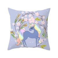 purple unicorn pillow case cartoon peach skin velvet sofa cushion cover household products rely on pillowcases