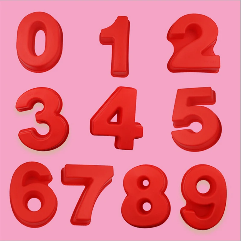 10 Inch 0-9 Numbers Shape Digtial 3D DIY Fondant Cake Mold Chocolate Silicone Molds Decorative Baking Tool | Дом и сад