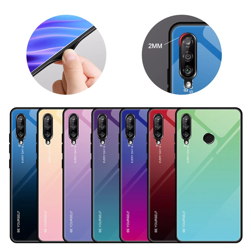 Чехол KEYSION из закаленного стекла с градиентом для Huawei Honor 9X Global силиконовая рамка