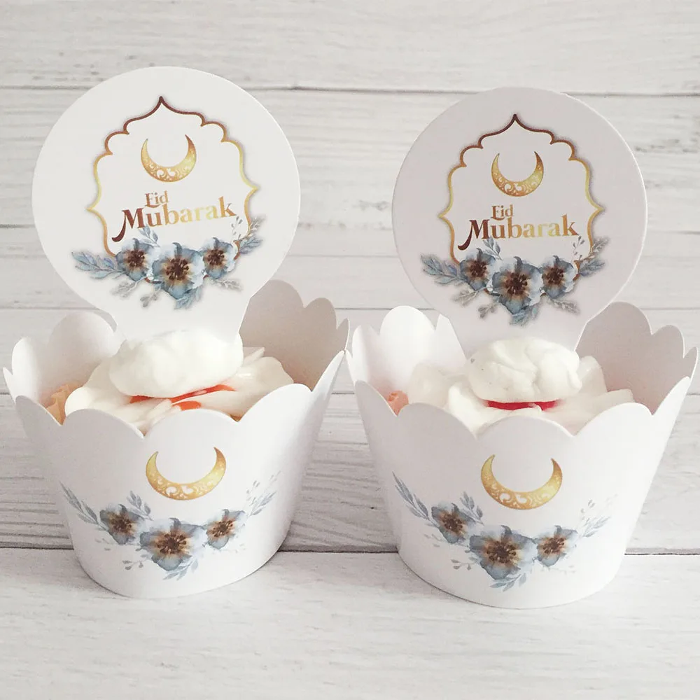 Eid Mubarak палочки для торта с наклейками Eid Mubarak обертки для кексов вечерние украшения-12 шт