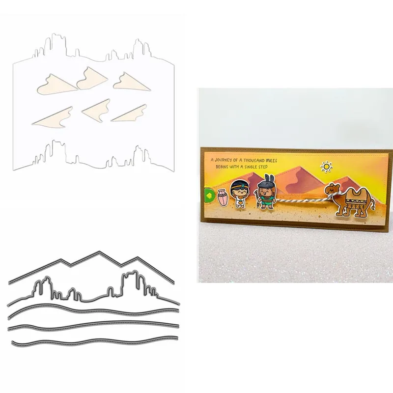

2pcs/lot Desert Landscape Scene Builder Dies and Stencil Set New Arrival 2021 Bundle Metal Cutting Dies for DIY Scrapbooking