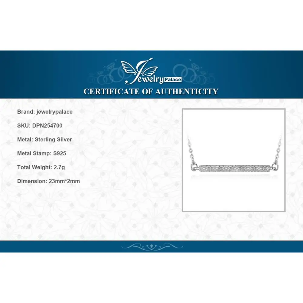 

JewelryPalace Cubic Zirconia Bar Collar Necklace 925 Sterling Silver Necklace 18 Inches Cable Chain Jewelry Making Women Fashion