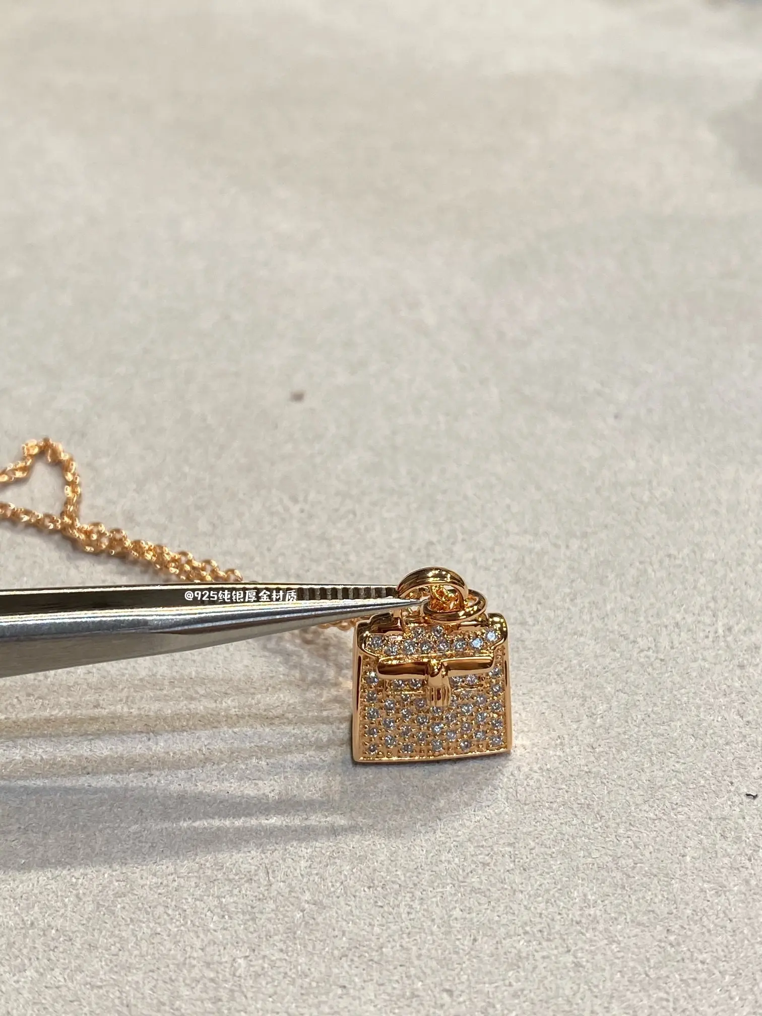 

The Bag Necklace Is Made Of 925 Pure Silver And Electric Q Thick Gold