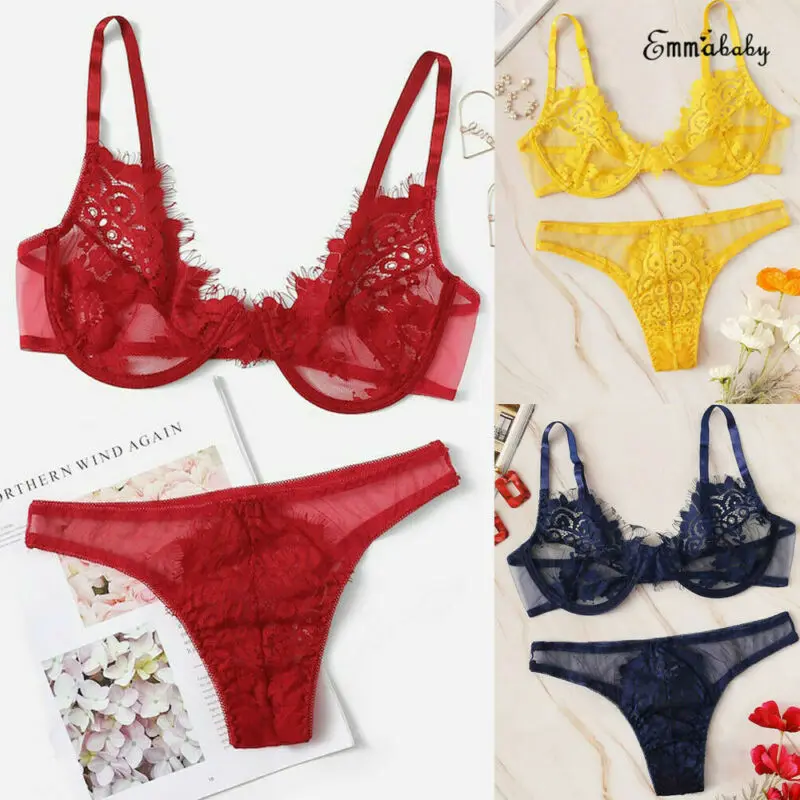 Комплект женского нижнего белья из 2 предметов кружевной бюстгальтер без