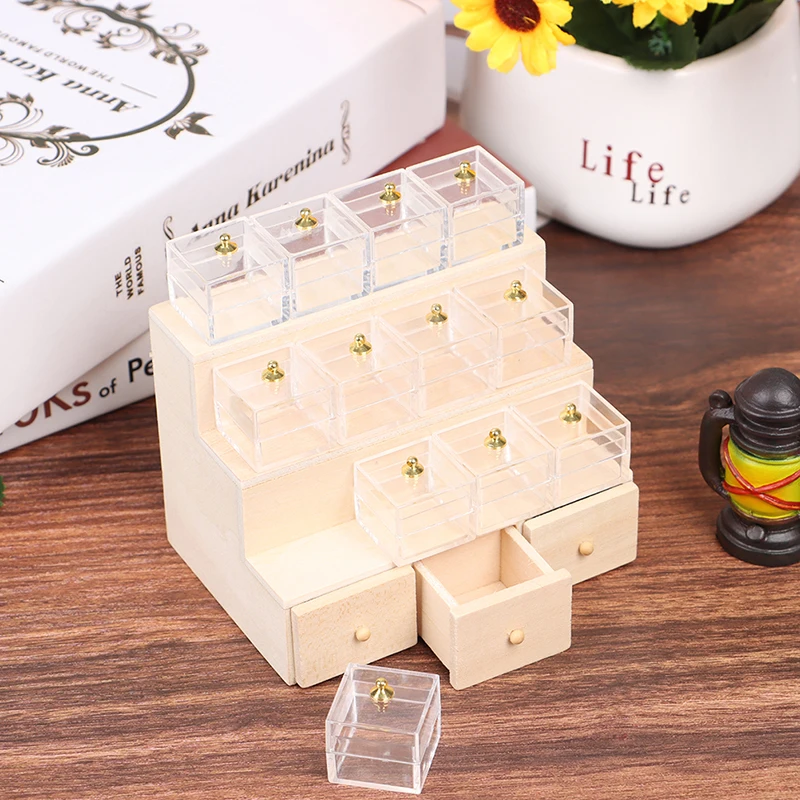 

1Set 1:12 Dollhouse Miniature Cabinet Candy Vegetable Display Cabinet Decor