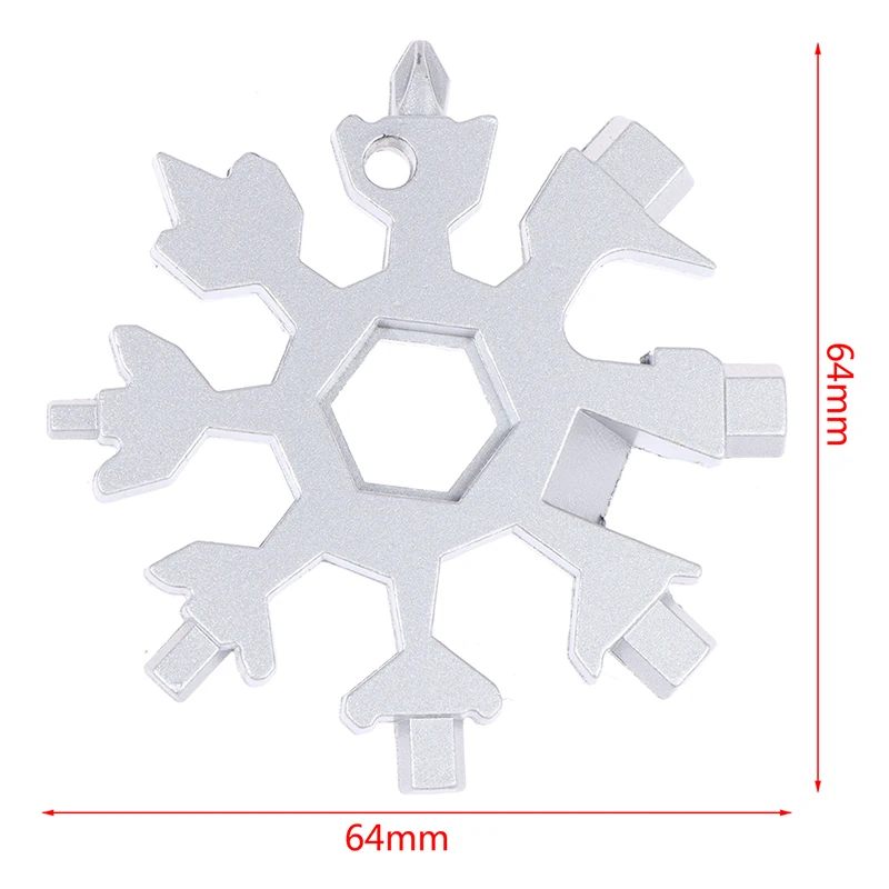 

18 In 1 Snowflake Multi Pocket Tool Keyring Key Ring Spanner Hex Wrench Multifunction Multipurpose Camp Survive Outdoor Hike