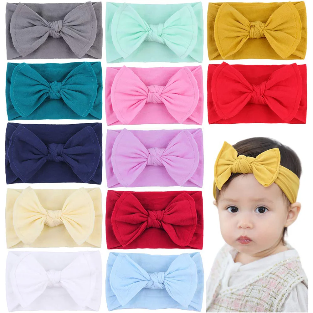

New Baby Bow Headband Soft Nylon Headbands INS Children Kids Hairbands Elastic Hair Bow Headwear Fashion Hair Accessories