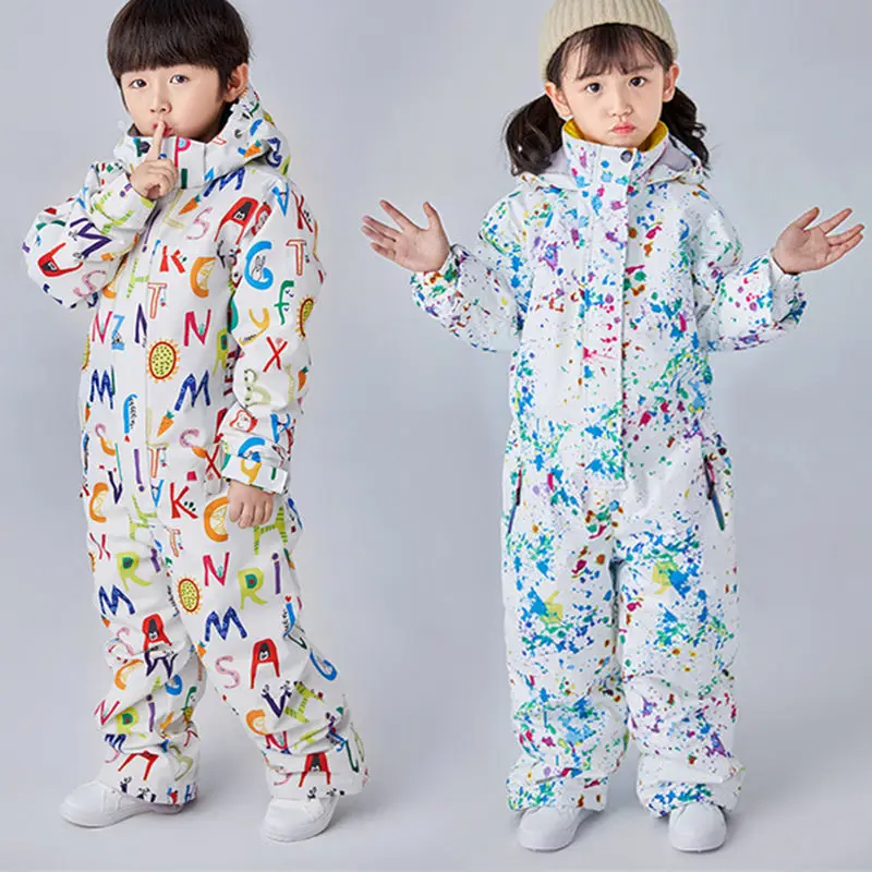 Детский Зимний лыжный костюм водонепроницаемая ветрозащитная теплая зимняя