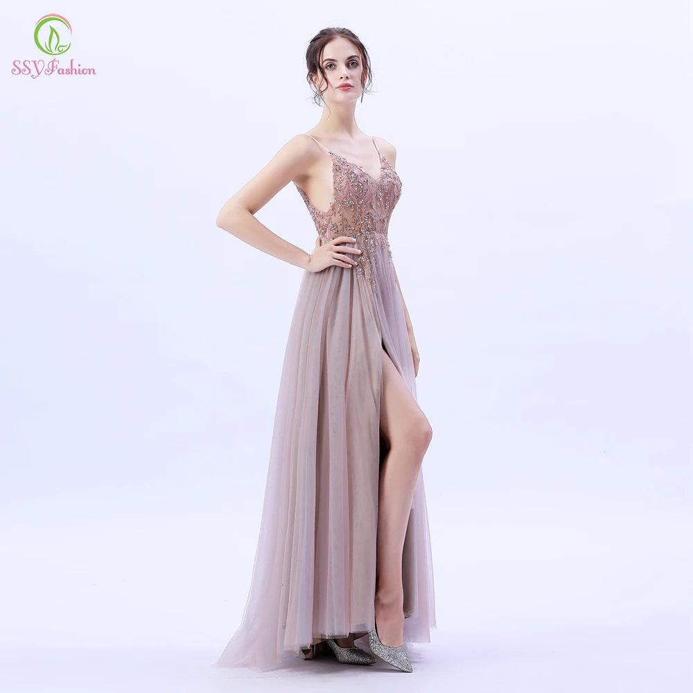 Женское вечернее платье с блестками SSYFashion роскошное ручной работы открытой