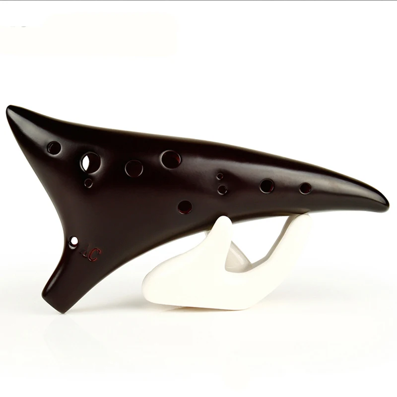 

12 Holes Sharp Hole Ocarina Alto C Dark Brown Music Instruments Smooth Appearance Woodwind Instrument Easy to Learn
