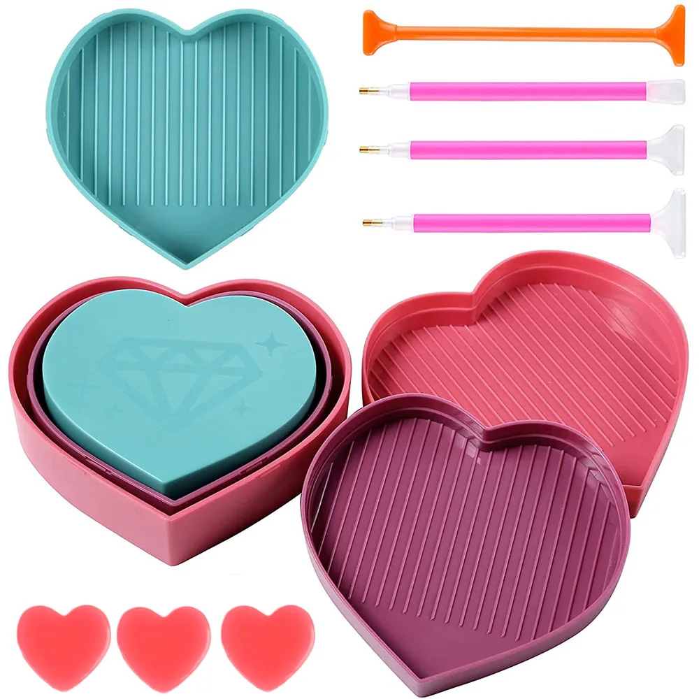 

Набор инструментов для алмазной живописи «сделай сам», лоток большой емкости в форме сердца, пластина для сверления, ручка для сверления и глиняный воск